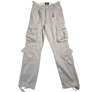 NWT MATCHSTICK Mens Cargo Pants Light Gray Utility Pockets Drawstring W28xL30‎